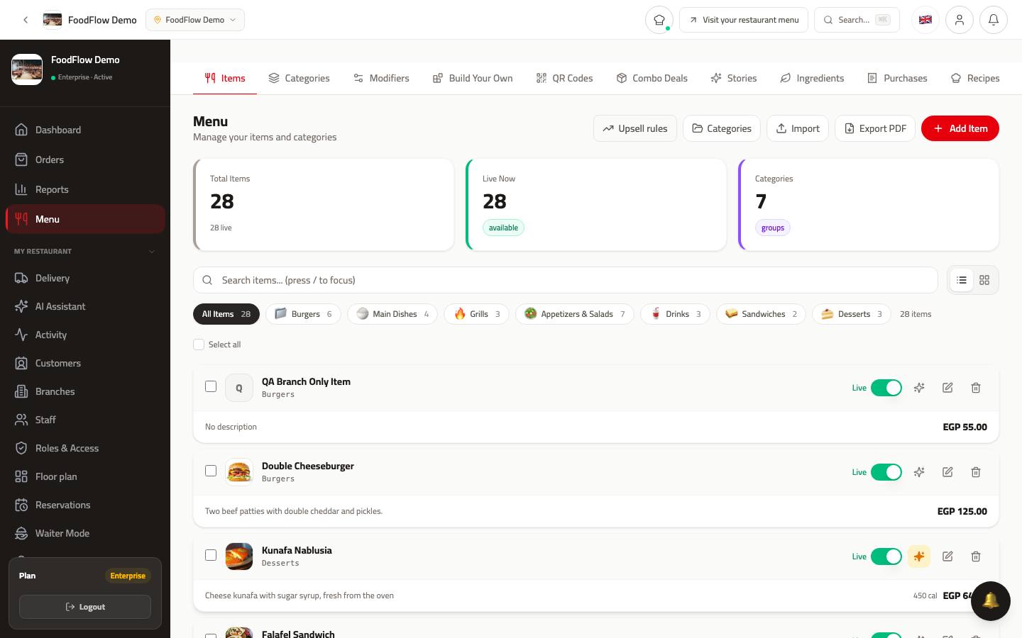 Menu editor